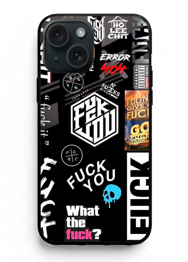 Black Typography Stickers aesthetic sticker design iphone 13 mini glass back cover
