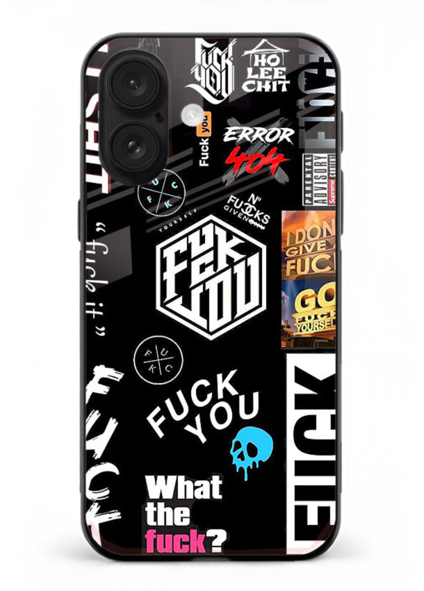 Black Typography Stickers aesthetic sticker design iphone 18 glass back cover