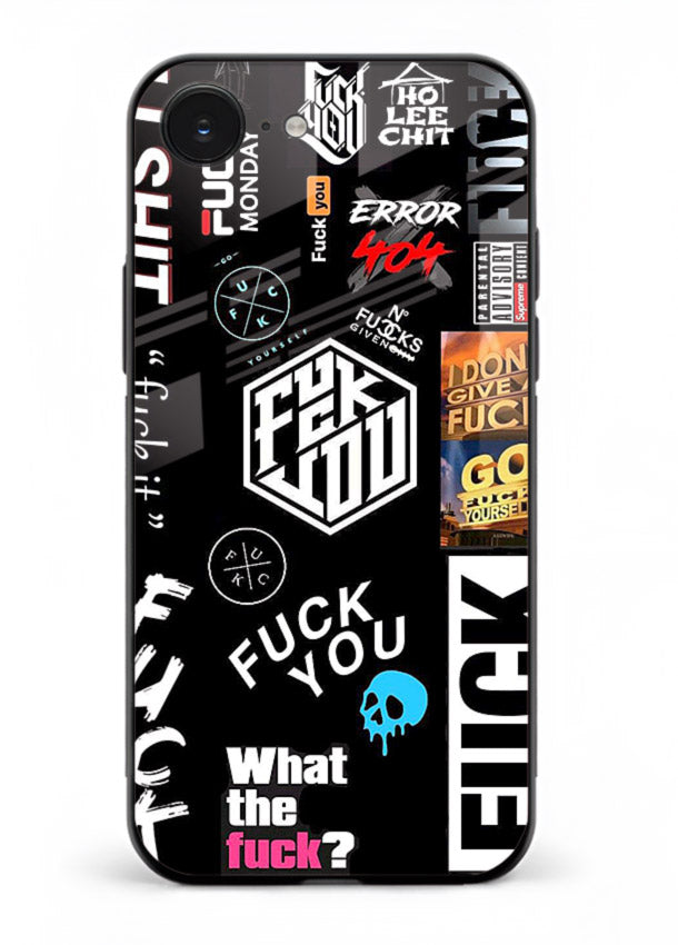 Black Typography Stickers aesthetic sticker design iphone 16e glass back cover