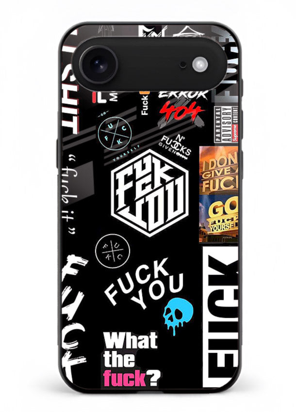 Black Typography Stickers aesthetic sticker design iphone 18 air glass back cover