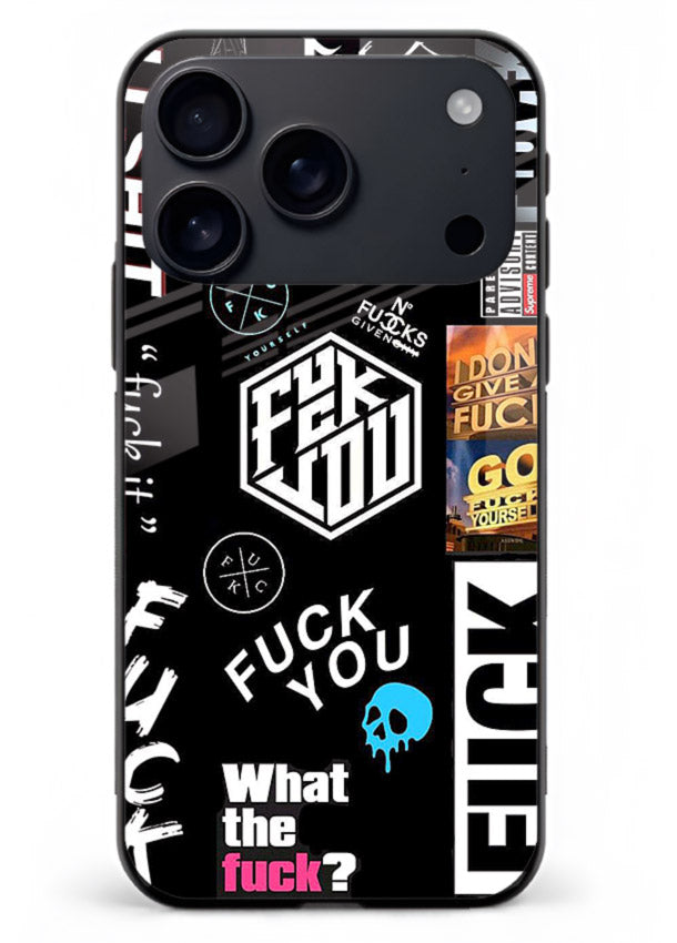 Black Typography Stickers aesthetic sticker design iphone 18 pro glass back cover