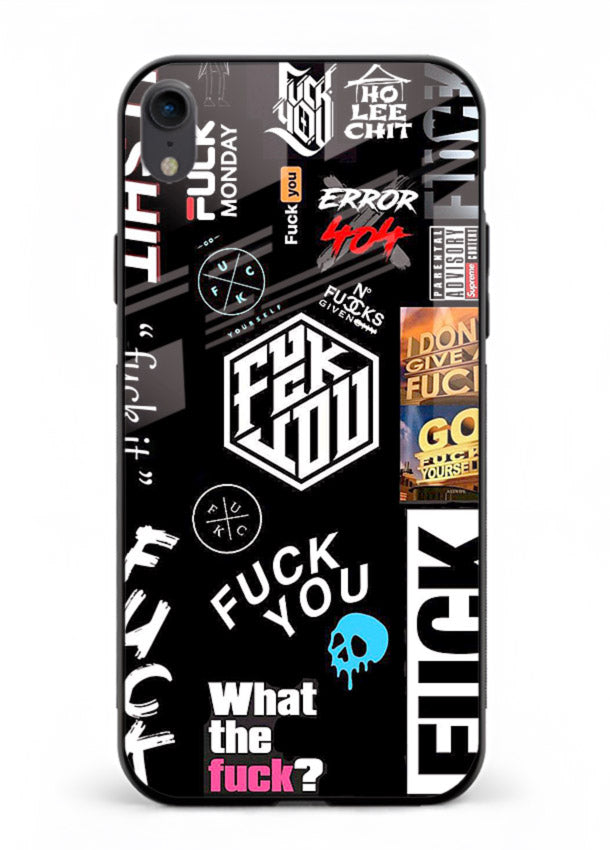 Black Typography Stickers aesthetic sticker design iphone xr glass back cover
