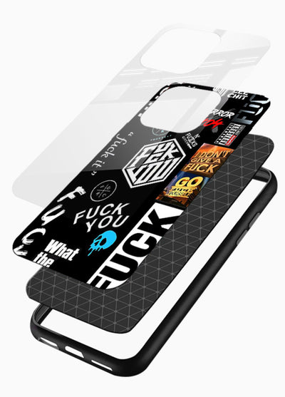 Black Typography Stickers aesthetic sticker design glossy vibrant premium glass back cover - Angle Layers