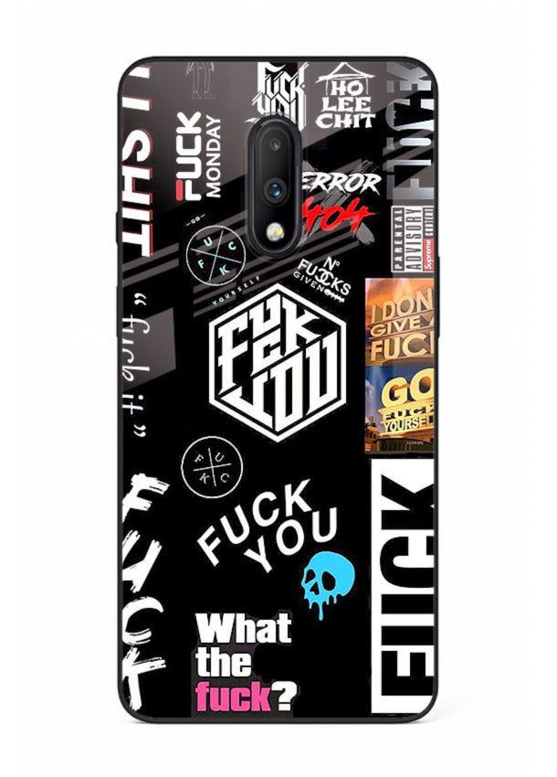 Black Typography Stickers aesthetic sticker design OnePlus 7 glass back cover