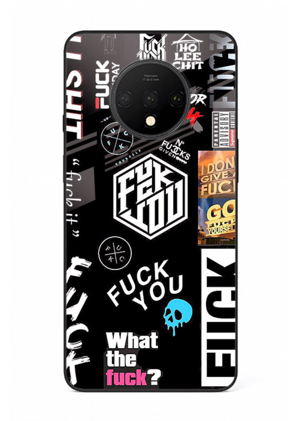 Black Typography Stickers aesthetic sticker design OnePlus 7T glass back cover