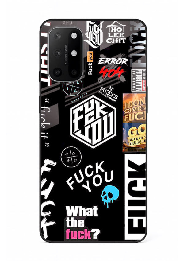 Black Typography Stickers aesthetic sticker design OnePlus 8T glass back cover