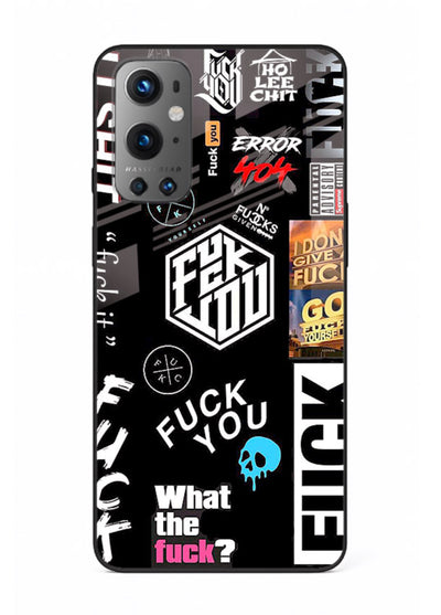 Black Typography Stickers aesthetic sticker design OnePlus 9 glass back cover