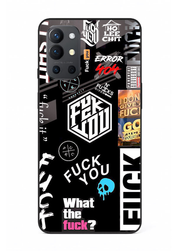 Black Typography Stickers aesthetic sticker design OnePlus 9R glass back cover