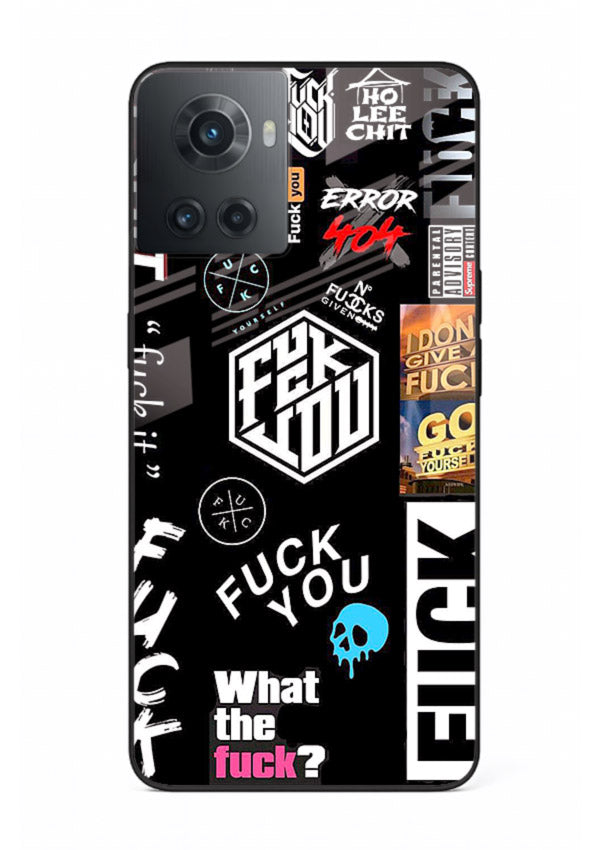 Black Typography Stickers aesthetic sticker design OnePlus 10R glass back cover