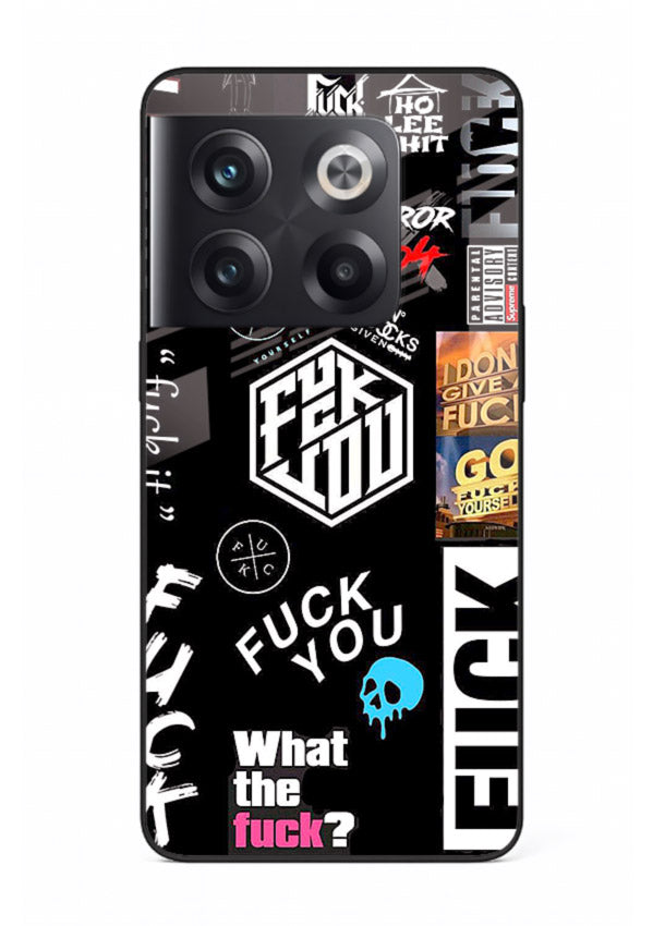 Black Typography Stickers aesthetic sticker design OnePlus 10T glass back cover