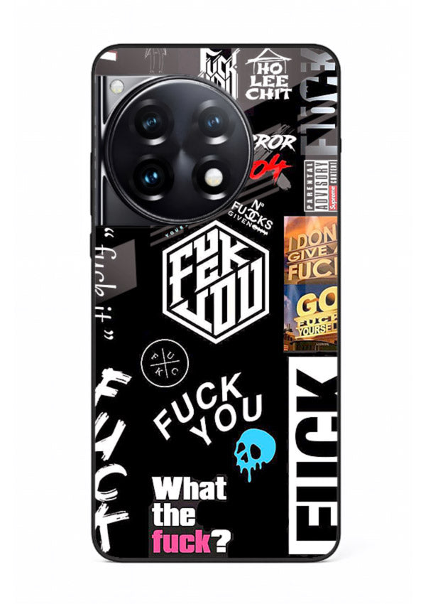 Black Typography Stickers aesthetic sticker design OnePlus 12R glass back cover