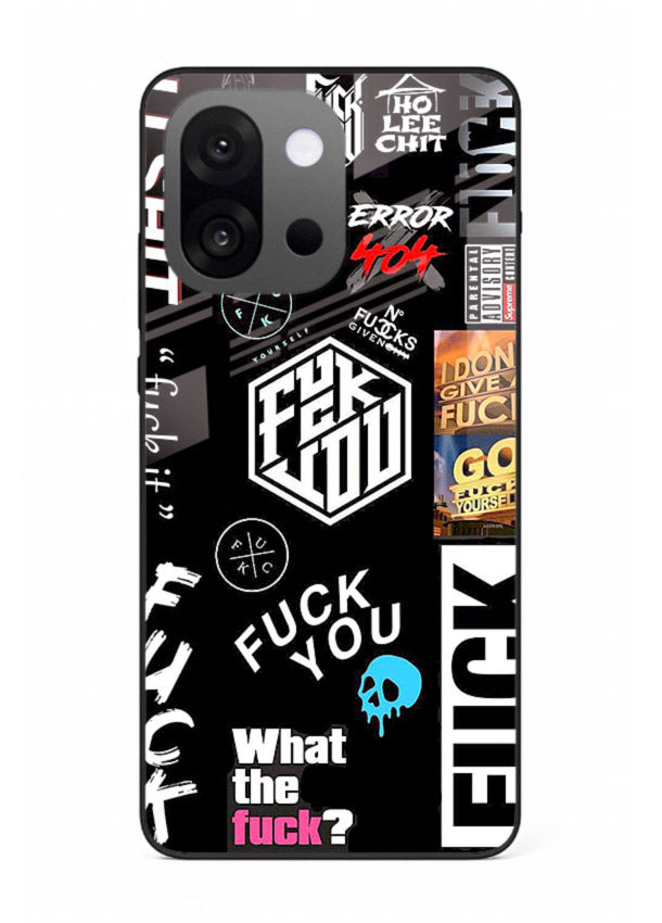Black Typography Stickers aesthetic sticker design OnePlus 13s glass back cover