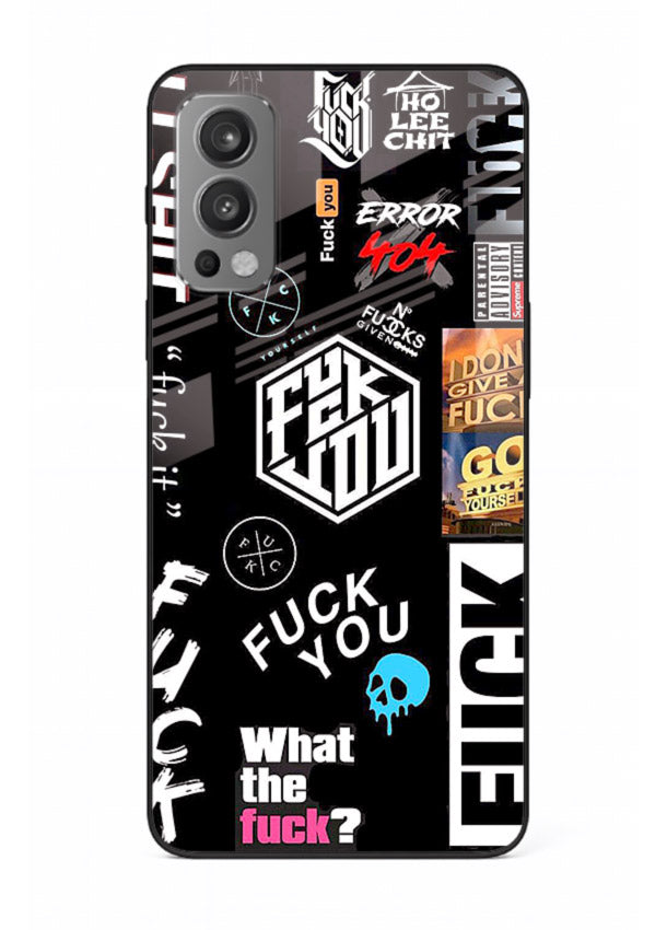 Black Typography Stickers aesthetic sticker design OnePlus Nord 2 glass back cover