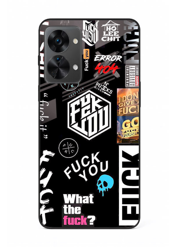 Black Typography Stickers aesthetic sticker design OnePlus Nord 2T glass back cover