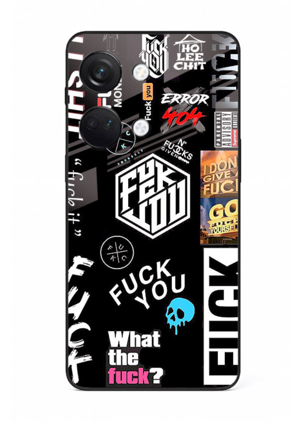 Black Typography Stickers aesthetic sticker design OnePlus Nord 3 glass back cover