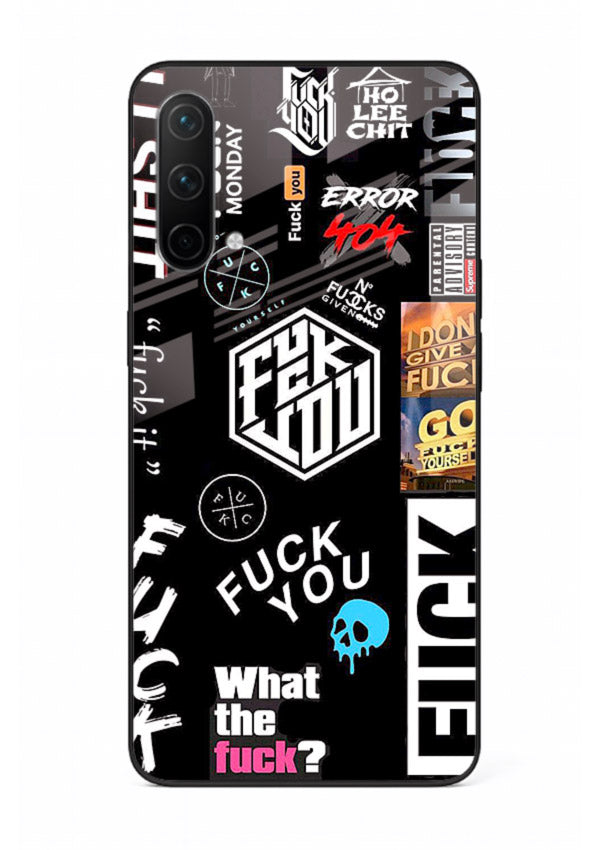 Black Typography Stickers aesthetic sticker design OnePlus Nord CE 5G glass back cover