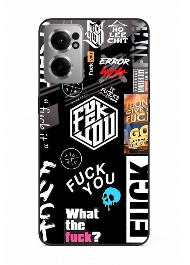 Black Typography Stickers aesthetic sticker design OnePlus Nord CE2 5G glass back cover