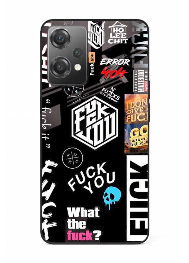 Black Typography Stickers aesthetic sticker design OnePlus Nord CE2 Lite 5G glass back cover