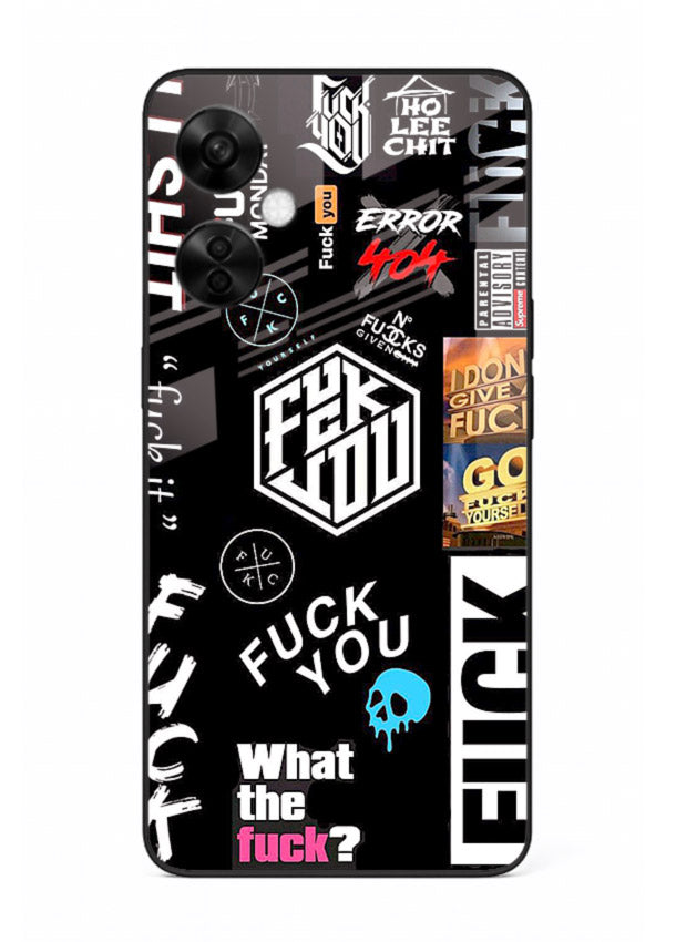 Black Typography Stickers aesthetic sticker design OnePlus Nord CE3 Lite glass back cover
