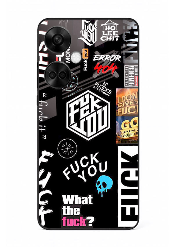 Black Typography Stickers aesthetic sticker design OnePlus Nord CE3 glass back cover