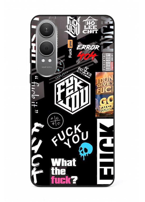 Black Typography Stickers aesthetic sticker design OnePlus Nord CE4 Lite glass back cover