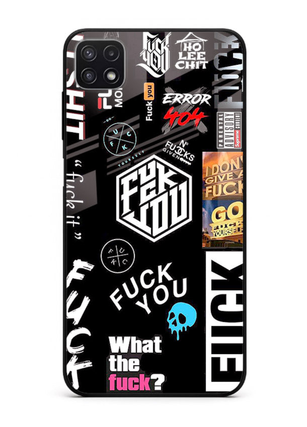 Black Typography Stickers aesthetic sticker design Samsung F42 5G glass back cover