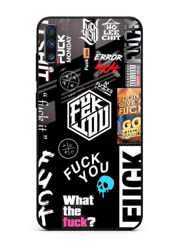 Black Typography Stickers aesthetic sticker design Samsung A50 glass back cover