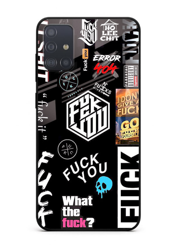 Black Typography Stickers aesthetic sticker design Samsung A71 glass back cover