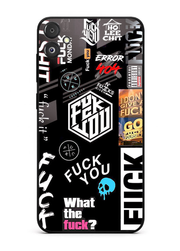 Black Typography Stickers aesthetic sticker design Samsung F14 5G glass back cover