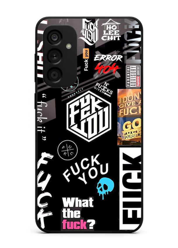 Black Typography Stickers aesthetic sticker design Samsung A14 5G glass back cover