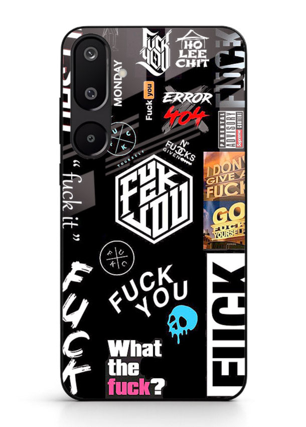 Black Typography Stickers aesthetic sticker design Samsung M16 5G glass back cover