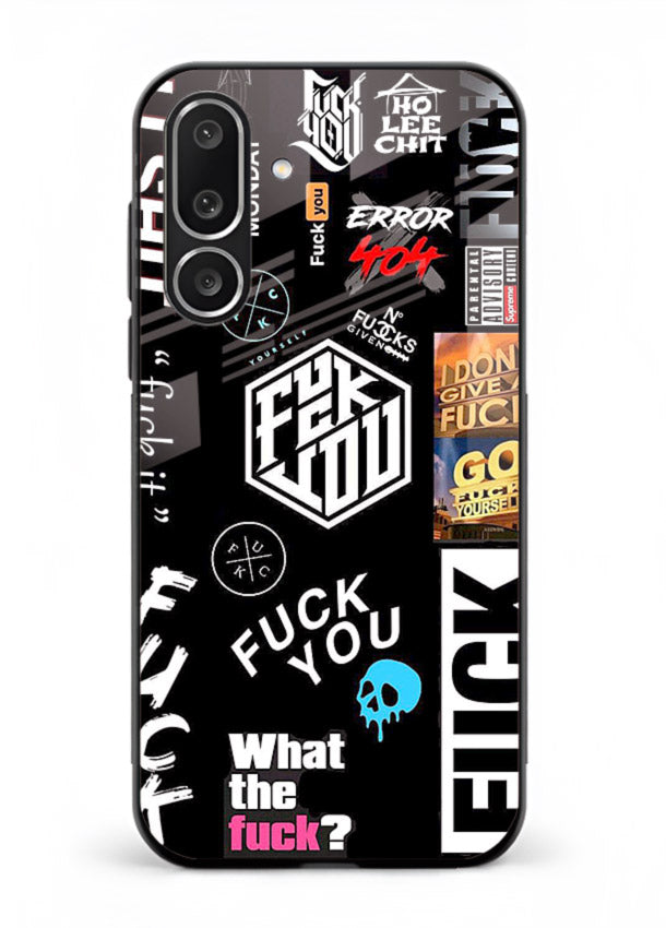 Black Typography Stickers aesthetic sticker design Samsung M36 5G glass back cover