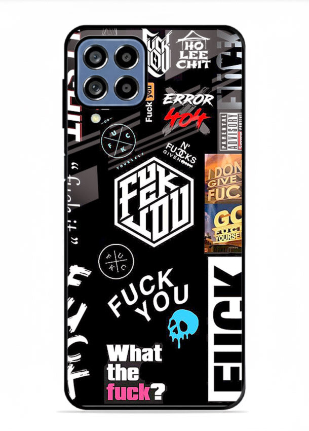 Black Typography Stickers aesthetic sticker design Samsung A22 4G glass back cover