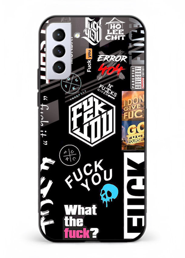 Black Typography Stickers aesthetic sticker design Samsung S21 FE glass back cover