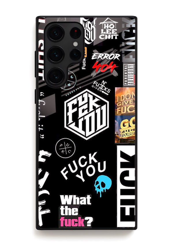Black Typography Stickers aesthetic sticker design Samsung S25 Ultra glass back cover