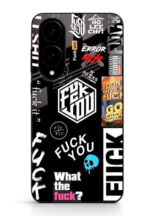 Black Typography Stickers aesthetic sticker design Samsung S25 Edge glass back cover