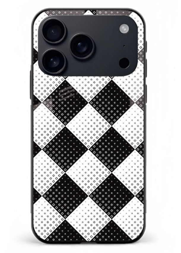 Black White Check checkered pattern iphone 18 pro max glass back cover