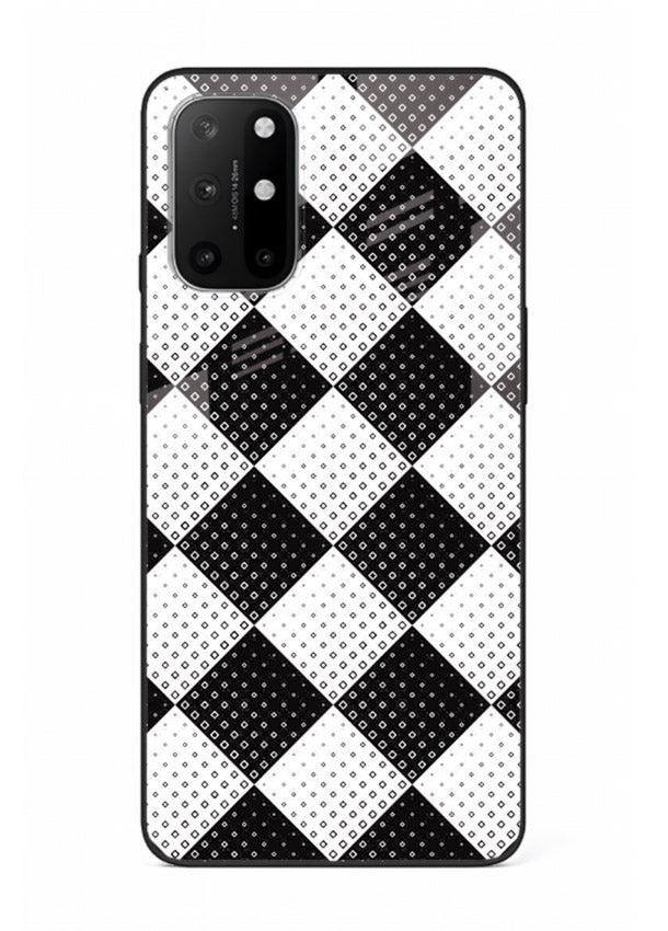 Black White Check checkered pattern OnePlus 8T glass back cover