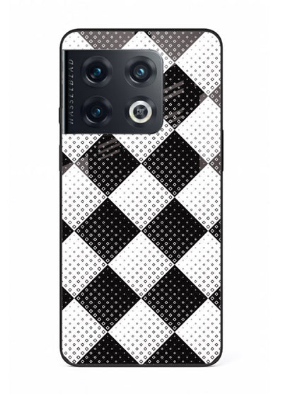 Black White Check checkered pattern OnePlus 10 Pro glass back cover