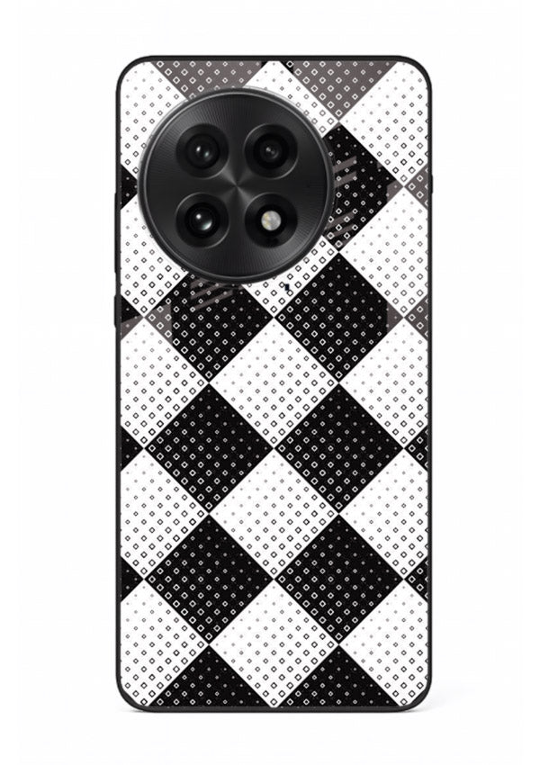 Black White Check checkered pattern OnePlus 13R glass back cover