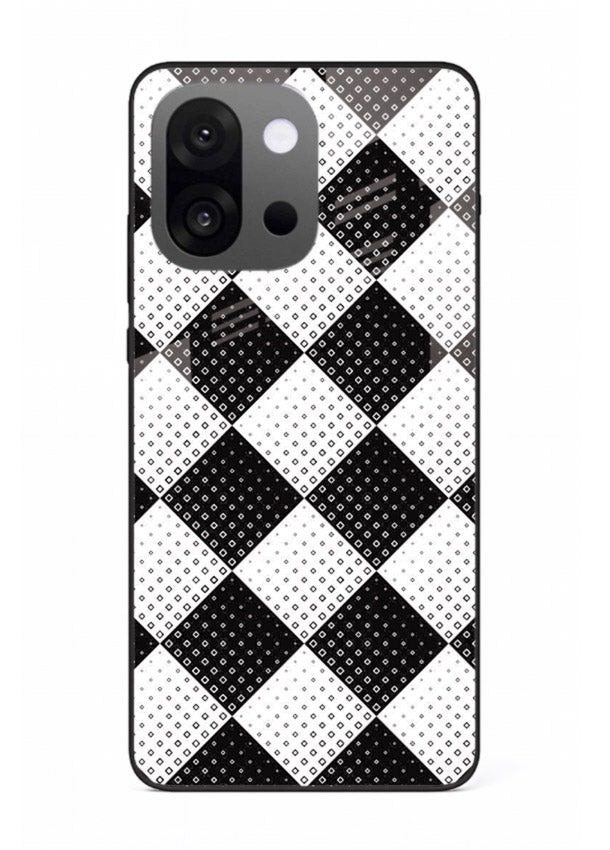 Black White Check checkered pattern OnePlus 13s glass back cover
