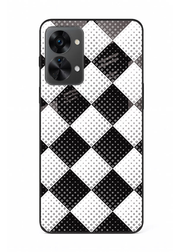 Black White Check checkered pattern OnePlus Nord 2T glass back cover