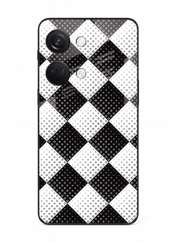 Black White Check checkered pattern OnePlus Nord 3 glass back cover