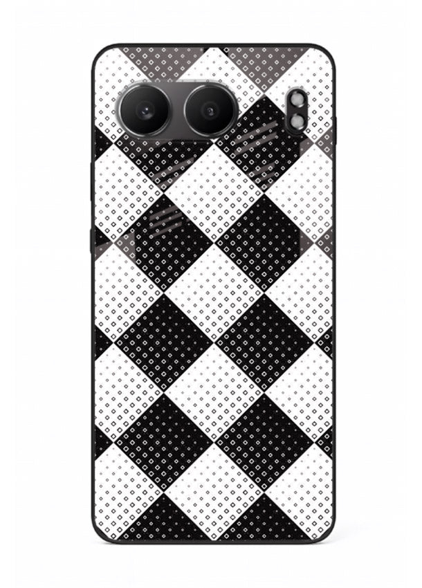 Black White Check checkered pattern OnePlus Nord 4 glass back cover