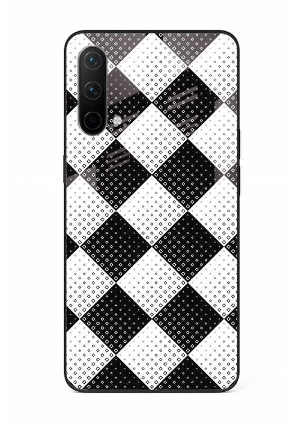 Black White Check checkered pattern OnePlus Nord CE 5G glass back cover