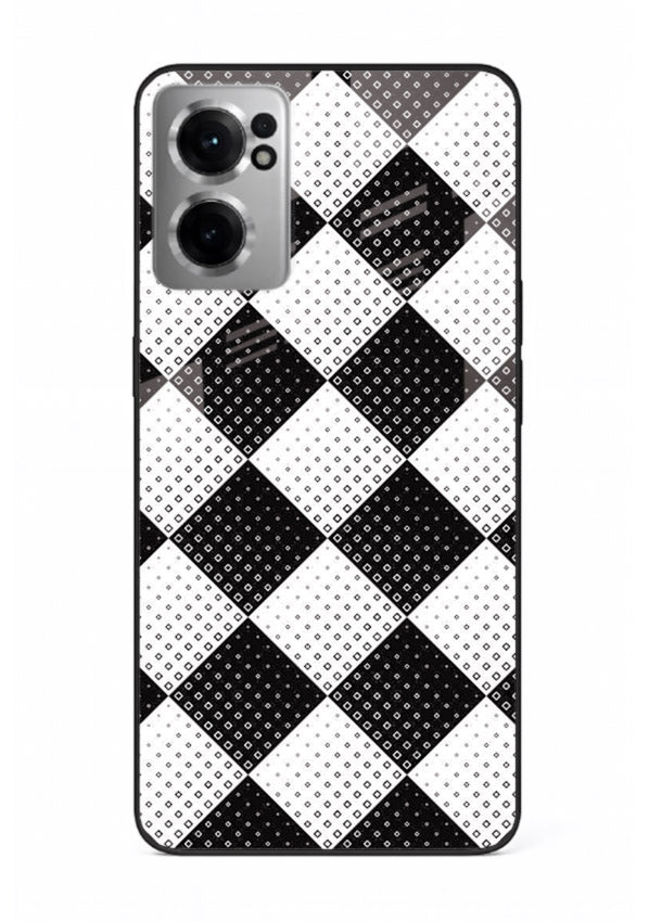 Black White Check checkered pattern OnePlus Nord CE2 5G glass back cover