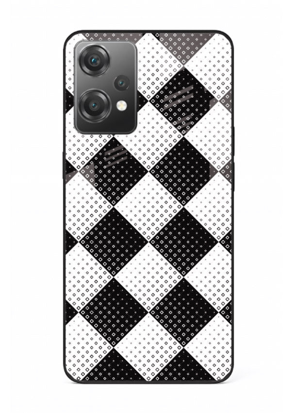 Black White Check checkered pattern OnePlus Nord CE2 Lite 5G glass back cover