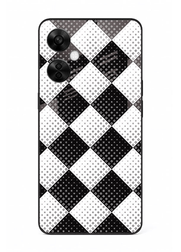 Black White Check checkered pattern OnePlus Nord CE3 Lite glass back cover