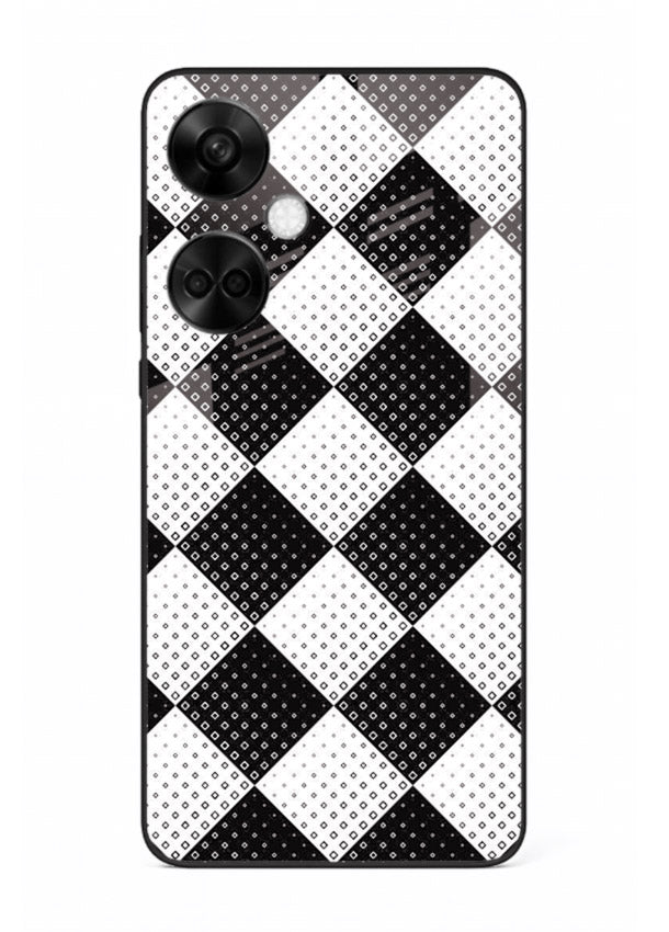 Black White Check checkered pattern OnePlus Nord CE3 glass back cover