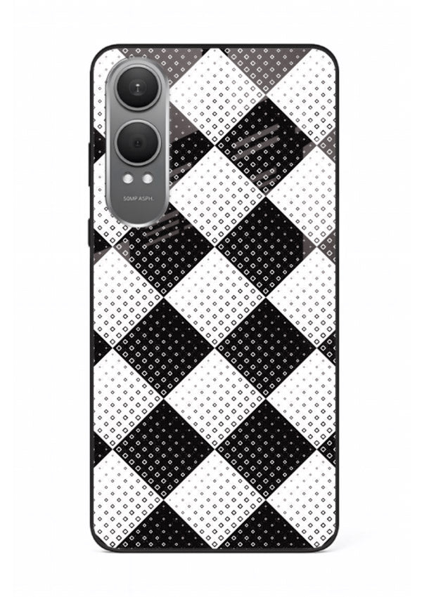 Black White Check checkered pattern OnePlus Nord CE4 Lite glass back cover